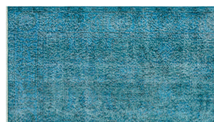 Turquoise Over Dyed Vintage Rug 4'9'' x 8'6'' ft 146 x 259 cm