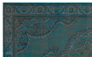 Traditional Design Indigo Blue Over Dyed Vintage Rug 5'10'' x 9'8'' ft 178 x 295 cm