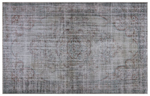 Gray Over Dyed Vintage Rug 6'2'' x 9'7'' ft 187 x 293 cm