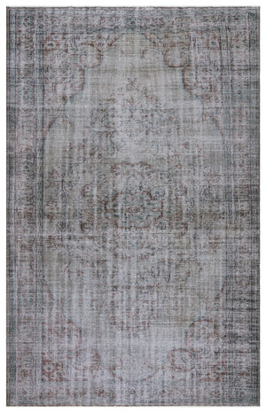 Gray Over Dyed Vintage Rug 6'2'' x 9'7'' ft 187 x 293 cm