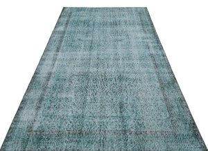 Retro Design Stone Blue Over Dyed Vintage Rug 5'3'' x 8'10'' ft 160 x 270 cm