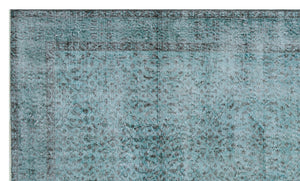 Retro Design Stone Blue Over Dyed Vintage Rug 5'3'' x 8'10'' ft 160 x 270 cm