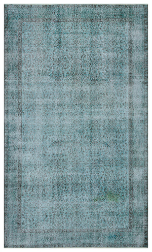 Retro Design Stone Blue Over Dyed Vintage Rug 5'3'' x 8'10'' ft 160 x 270 cm