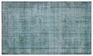 Retro Design Stone Blue Over Dyed Vintage Rug 5'3'' x 8'10'' ft 160 x 270 cm