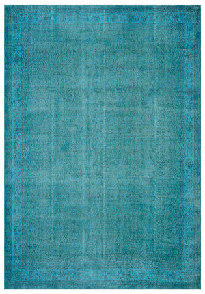 Turquoise Over Dyed Vintage Rug 7'0'' x 9'12'' ft 214 x 304 cm