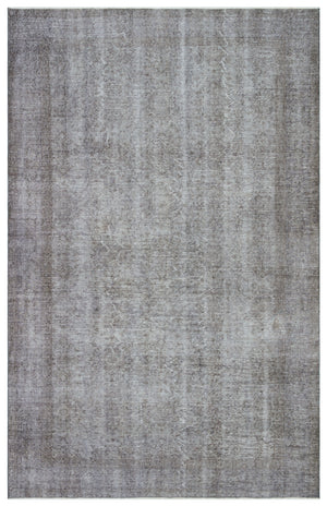 Gray Over Dyed Vintage Rug 5'11'' x 9'3'' ft 181 x 283 cm