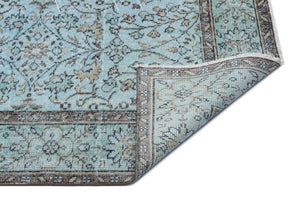 Retro Design Stone Blue Over Dyed Vintage Rug 5'7'' x 9'1'' ft 171 x 278 cm