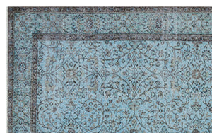 Retro Design Stone Blue Over Dyed Vintage Rug 5'7'' x 9'1'' ft 171 x 278 cm