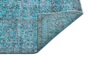 Traditional Design Turquoise Over Dyed Vintage Rug 7'2'' x 10'0'' ft 218 x 305 cm