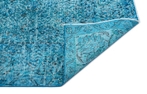 Turquoise Over Dyed Vintage Rug 5'0'' x 8'11'' ft 153 x 272 cm