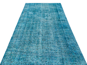 Turquoise Over Dyed Vintage Rug 5'0'' x 8'11'' ft 153 x 272 cm