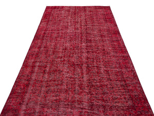 Red Over Dyed Vintage Rug 5'0'' x 8'11'' ft 153 x 272 cm