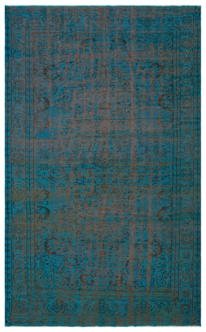 Retro Design Stone Blue Over Dyed Vintage Rug 6'2'' x 10'1'' ft 188 x 308 cm