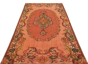 Orange Over Dyed Vintage Rug 5'0'' x 8'6'' ft 153 x 259 cm