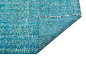 Turquoise Over Dyed Vintage Rug 5'7'' x 9'1'' ft 170 x 278 cm