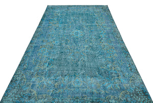 Traditional Design Turquoise Over Dyed Vintage Rug 5'9'' x 9'5'' ft 175 x 286 cm