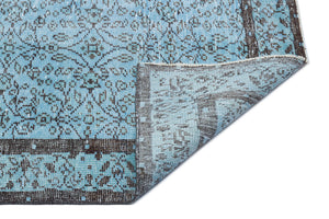 Retro Design Blue Over Dyed Vintage Rug 4'8'' x 8'6'' ft 143 x 260 cm