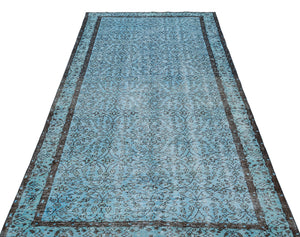 Retro Design Blue Over Dyed Vintage Rug 4'8'' x 8'6'' ft 143 x 260 cm