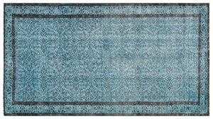 Retro Design Blue Over Dyed Vintage Rug 4'8'' x 8'6'' ft 143 x 260 cm