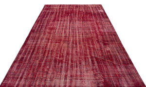 Red Over Dyed Vintage Rug 6'3'' x 8'8'' ft 191 x 265 cm