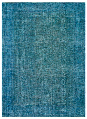 Turquoise Over Dyed Vintage Rug 7'7'' x 10'3'' ft 231 x 313 cm
