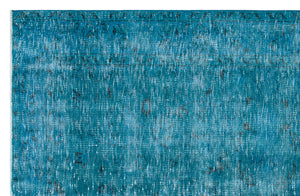 Retro Design Turquoise Over Dyed Vintage Rug 4'11'' x 7'8'' ft 150 x 234 cm