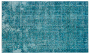 Turquoise Over Dyed Vintage Rug 4'11'' x 8'6'' ft 150 x 258 cm