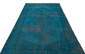 Traditional Design Blue Over Dyed Vintage Rug 5'12'' x 8'8'' ft 182 x 265 cm