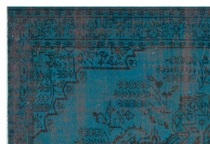 Traditional Design Blue Over Dyed Vintage Rug 5'12'' x 8'8'' ft 182 x 265 cm