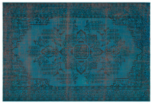 Traditional Design Blue Over Dyed Vintage Rug 5'12'' x 8'8'' ft 182 x 265 cm