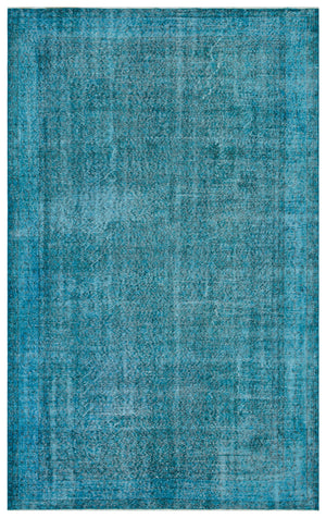 Turquoise Over Dyed Vintage Rug 6'4'' x 10'1'' ft 192 x 308 cm