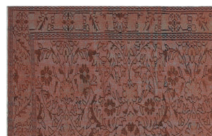 Brown Over Dyed Vintage Rug 6'0'' x 9'6'' ft 184 x 289 cm