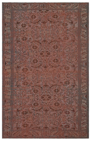 Brown Over Dyed Vintage Rug 6'0'' x 9'6'' ft 184 x 289 cm