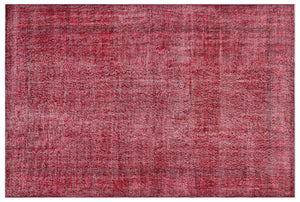 Red Over Dyed Vintage Rug 6'2'' x 9'5'' ft 189 x 286 cm
