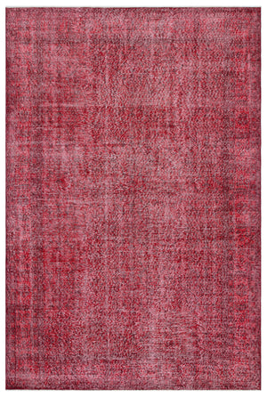 Red Over Dyed Vintage Rug 6'2'' x 9'5'' ft 189 x 286 cm