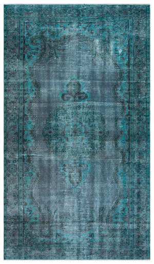 Traditional Design Blue Over Dyed Vintage Rug 5'2'' x 8'12'' ft 157 x 274 cm
