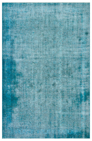 Turquoise Over Dyed Vintage Rug 6'3'' x 9'9'' ft 190 x 298 cm