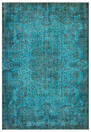 Green Over Dyed Vintage Rug 6'1'' x 9'0'' ft 185 x 275 cm
