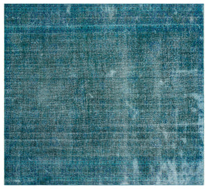 Turquoise Over Dyed Vintage Rug 8'2'' x 9'3'' ft 250 x 281 cm