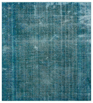 Turquoise Over Dyed Vintage Rug 8'2'' x 9'3'' ft 250 x 281 cm