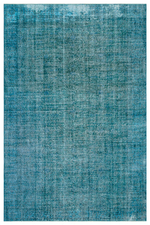 Turquoise Over Dyed Vintage Rug 6'3'' x 9'5'' ft 191 x 288 cm