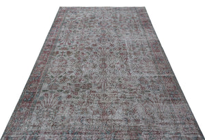 Gray Over Dyed Vintage Rug 5'6'' x 8'10'' ft 167 x 268 cm