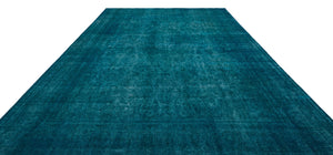 Turquoise Over Dyed Vintage XLarge Rug 9'10'' x 12'2'' ft 300 x 372 cm
