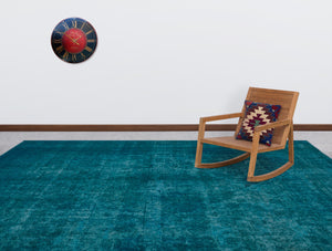 Turquoise Over Dyed Vintage XLarge Rug 9'10'' x 12'2'' ft 300 x 372 cm