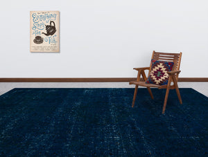 Turquoise Over Dyed Vintage XLarge Rug 9'7'' x 12'7'' ft 293 x 383 cm