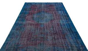 Traditional Design Blue Over Dyed Vintage Rug 6'0'' x 9'3'' ft 184 x 282 cm