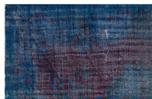 Traditional Design Blue Over Dyed Vintage Rug 6'0'' x 9'3'' ft 184 x 282 cm