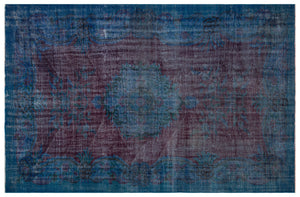 Traditional Design Blue Over Dyed Vintage Rug 6'0'' x 9'3'' ft 184 x 282 cm