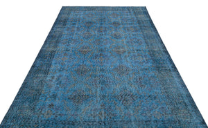 Retro Design Blue Over Dyed Vintage Rug 5'9'' x 9'6'' ft 176 x 289 cm