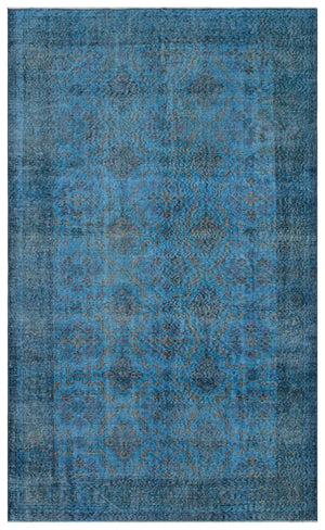 Retro Design Blue Over Dyed Vintage Rug 5'9'' x 9'6'' ft 176 x 289 cm